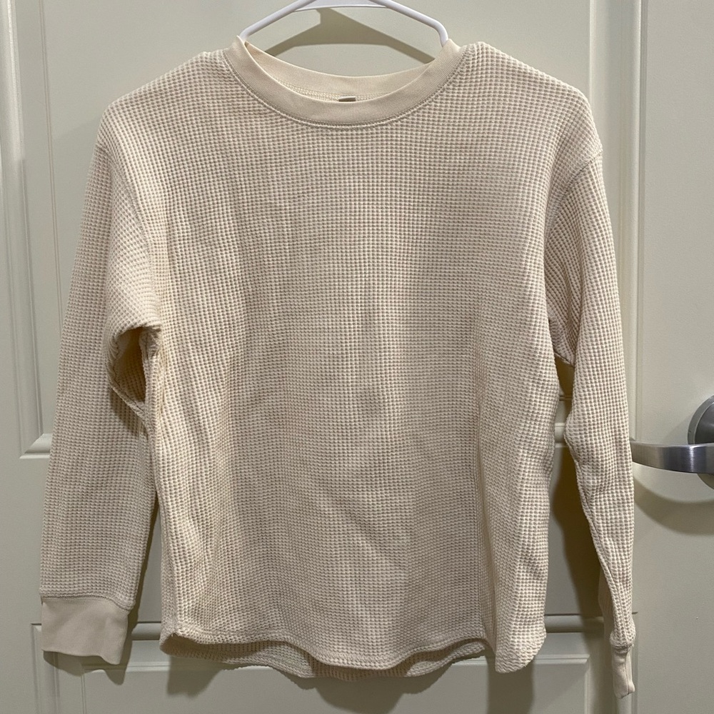 Uniqlo Waffle Knit Cream Sweater